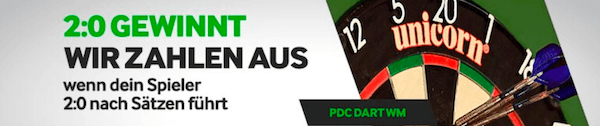 2:0 gewinnt Promo von betway für die Darts WM 2021