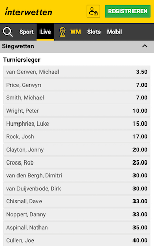 Tipp auf den Sieger der Darts WM 2023